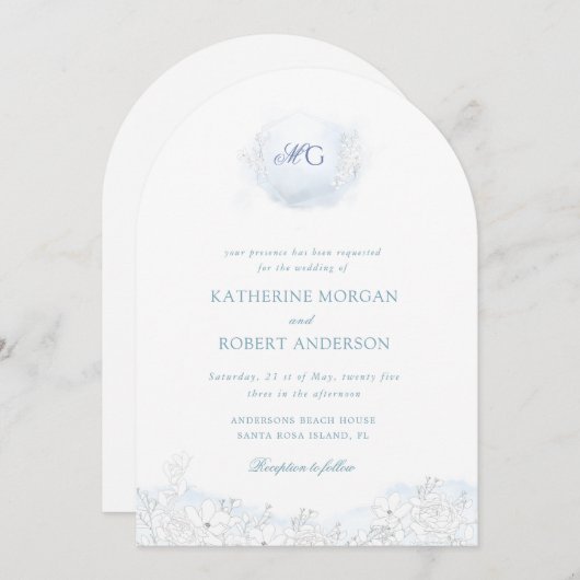 ソフトウィンターTouchフローラエレガントな結婚式 招待状 (正面/裏面)