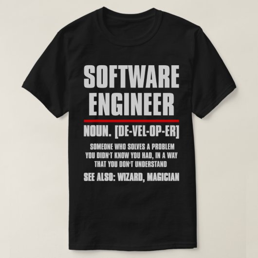 ソフトウェおもしろいア・エンジニア定義コンピュータ・プログラム Tシャツ (デザイン正面)
