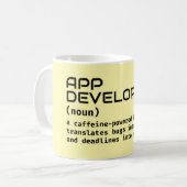ソフトウェアおもしろい開発者の定義 コーヒーマグカップ (正面左)