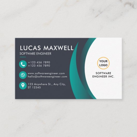 ソフトウェアエンジニアの名刺(青と白) 名刺 (正面)
