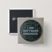 ソフトウェアエンジニア設計の正方形 缶バッジ (正面&裏面)