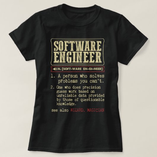 ソフトウェアエンジニア辞書の定義 Tシャツ (デザイン正面)