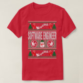 ソフトウェアメリーエンジニアの仕事の醜いクリスマスセーター Tシャツ (デザイン正面)