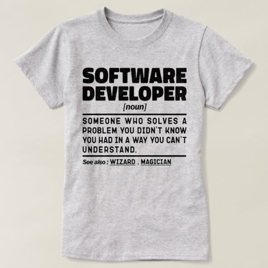 ソフトウェア開発者の名詞定義コーディングの専門家 Tシャツ (デザイン正面)
