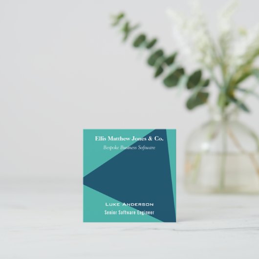 ソフトウェア開発者の幾何学的QRコードのカスタマイズ可能 スクエア名刺 (スタンド正面)