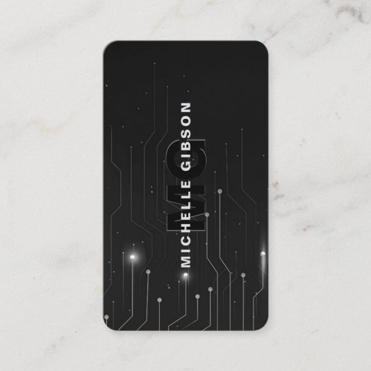 ソフトウェア開発者エンジニアブラックシルバーモダン 名刺 (正面)