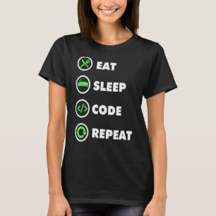 ソフトウェア開発者コンピュータ食べコーダスリープコードR Tシャツ