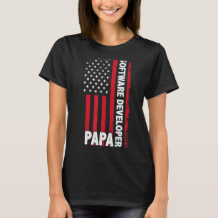 ソフトウェア開発者パパアメリカ国旗の父の日 Tシャツ
