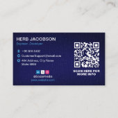 ソフトウェア開発者ビジネス | 青モダンバーコード 名刺 (正面)