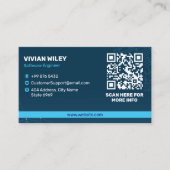 ソフトウェア開発者ビジネス | 青モダンバーコード 名刺 (正面)