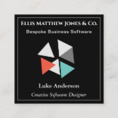 ソフトウェア開発者ブラックジオメトリックQRコード スクエア名刺 (正面)