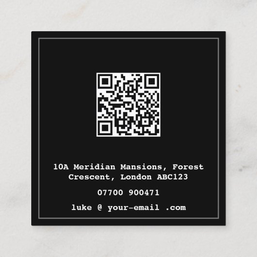 ソフトウェア開発者ブラックジオメトリックQRコード スクエア名刺 (裏面)