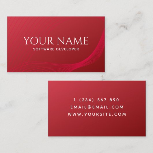 ソフトウェア開発者 ソリューション ブライトレッドラインウェーブ 名刺 (正面/裏面)