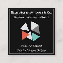 ソフトウェア開発者 ブラック ジオメトリック QR コード スクエア名刺