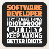 ソフトウェア開発者I Try To Make Things おもしろい クール スクエアペーパーコースター (正面)