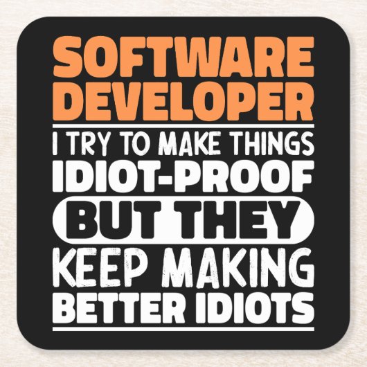 ソフトウェア開発者I Try To Make Things おもしろい クール スクエアペーパーコースター (正面)