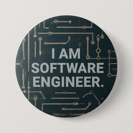 ソフトウェカスタムア・エンジニアが設計したソフトウェア・ラウンド 缶バッジ (正面)