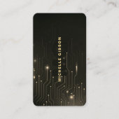 ソフトウェモダンア・エンジニアのブラック・金ゴールド・モノグラム 名刺 (正面)