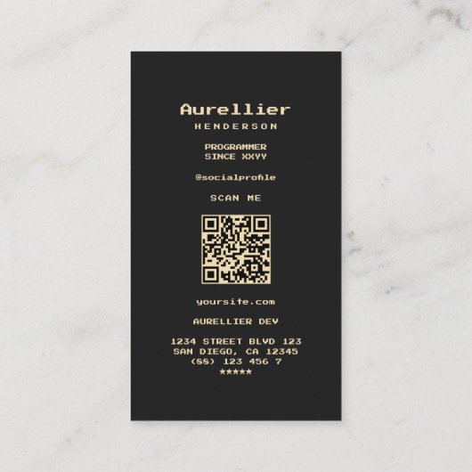 ソフトウェモダンア・エンジニア開発者ブラック・金ゴールド 名刺 (裏面)