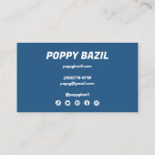 ソフトウェーストライプブミニマルはっきりしたラストブルーレトロ 名刺 (裏面)