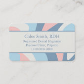 ソフトウェーブピンク青ゆるやかな流れる抽象芸術線 名刺 (正面)