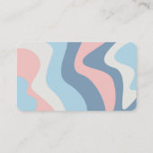 ソフトウェーブピンク青ゆるやかな流れる抽象芸術線 名刺 (裏面)