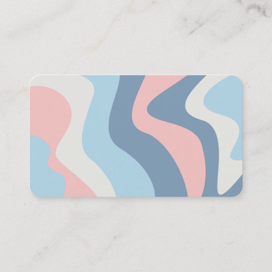 ソフトウェーブピンク青ゆるやかな流れる抽象芸術線 名刺 (裏面)