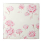 ソフトウォーターのカラーバラと牡丹 タイル (正面)