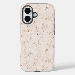 ソフトウォーターのカラーフローラブランチのニュートラルベージュ iPhone 16ケース