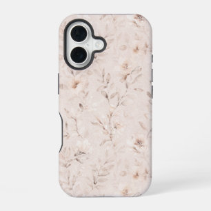 ソフトウォーターのカラーフローラブランチのニュートラルベージュ iPhone 16ケース