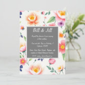 ソフトウォーターのカラーフローラ+白結婚背景 招待状 (スタンド正面)