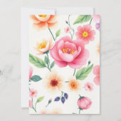 ソフトウォーターのカラーフローラ+白結婚背景 招待状 (裏面)