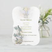 ソフトウォーターの色とゴールデンクロスバプテスマの招待 招待状 (スタンド正面)