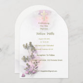 ソフトウォーターの色とゴールデンクロスバプテスマの招待 招待状 (正面/裏面)