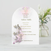 ソフトウォーターの色とゴールデンクロスバプテスマの招待 招待状 (スタンド正面)