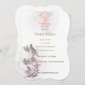 ソフトウォーターの色とゴールデンクロスバプテスマの招待 招待状 (正面/裏面)