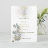 ソフトウォーターの色とゴールデンクロスバプテスマの招待 招待状 (スタンド正面)