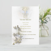 ソフトウォーターの色とゴールデンクロスバプテスマの招待 招待状 (スタンド正面)