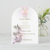 ソフトウォーターの色とゴールデンクロスバプテスマの招待 招待状 (スタンド正面)