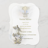 ソフトウォーターの色とゴールデンクロスバプテスマの招待 招待状 (正面/裏面)