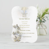 ソフトウォーターの色とゴールデンクロスバプテスマの招待 招待状 (スタンド正面)