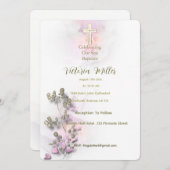 ソフトウォーターの色とゴールデンクロスバプテスマの招待 招待状 (正面/裏面)