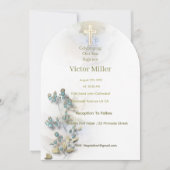 ソフトウォーターの色とゴールデンクロスバプテスマの招待 招待状 (正面)