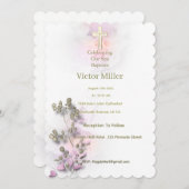 ソフトウォーターの色とゴールデンクロスバプテスマの招待 招待状 (正面/裏面)