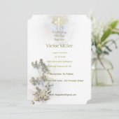 ソフトウォーターの色とゴールデンクロスバプテスマの招待 招待状 (スタンド正面)