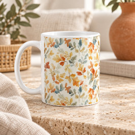 ソフトウォーターカラーの秋の葉 コーヒーマグカップ