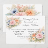 ソフトウォーターカラーの花のハーフパーティ 招待状 (正面/裏面)