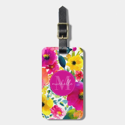 ソフトウォーターカラーの花の荷物タグ ラゲッジタグ (正面縦)