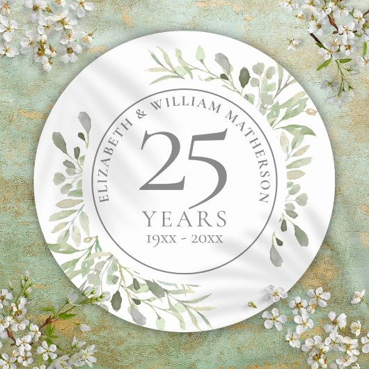 ソフトウォーターカラーの葉 25周年記念 ラウンドシール
