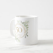 ソフトウォーターカラーの葉 50周年記念 コーヒーマグカップ (正面左)